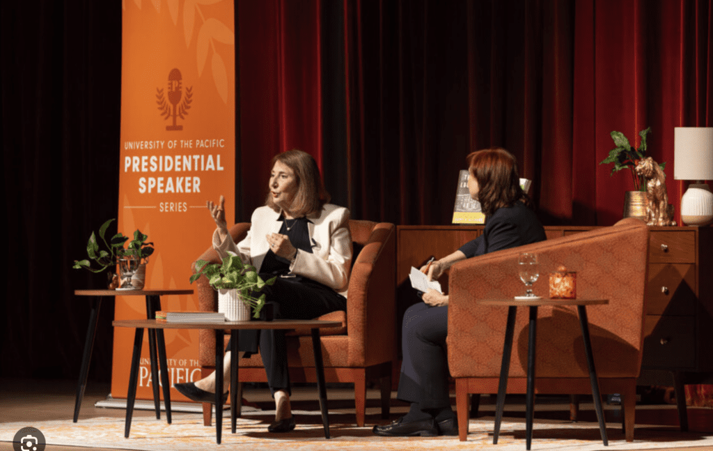 Prof Cathy Davidson in conversation with U of Pacific Provost Gretchen Edwalds-Gilbert